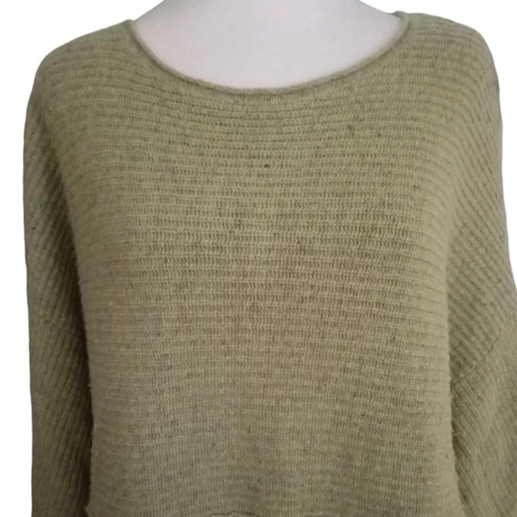 J. Jill Light Green Rib Knit Boxy Fit Wool Linen Blend Sweater Size Large - Picture 2 of 8